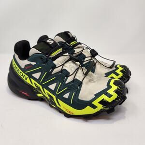 Salomon Mens Speedcross 6 GTX Trail Running Shoes Size 6 Black Green White